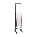 Free-Standing Jewelry Cabinet with Full-Length Mirror and Lockable Door