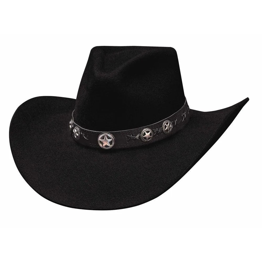 Sombrero vaquero de fieltro de lana Bullhide con tachuelas (4X)