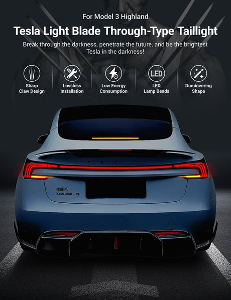 TESERY Starlink Full-Width Strip Taillight for Model 3 Highland