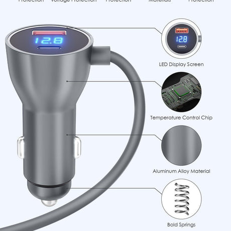 Starlink Mini Car Charger with Digital Display | 100W Type-C Power Cord