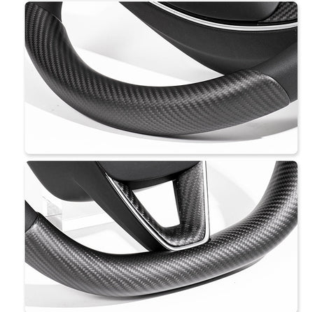 Steering Wheel Trim Covers for Model Y Juniper / Model 3 Highland | Real Dry Carbon Fiber