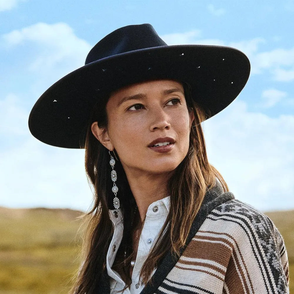 Sombrero de vaquera Stetson Night Sky S - Fedora de fieltro de lana de ala ancha