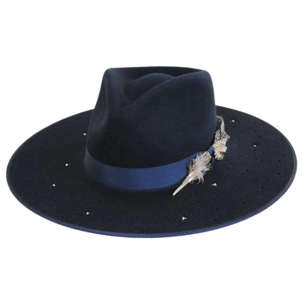 Sombrero de vaquera Stetson Night Sky S - Fedora de fieltro de lana de ala ancha