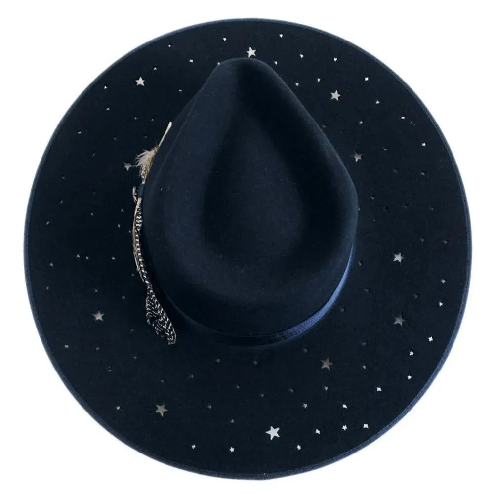 Sombrero de vaquera Stetson Night Sky S - Fedora de fieltro de lana de ala ancha