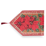 Poinsettia Flowers Christmas Tablecloth Holiday Runner 75 Inches