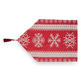 Snowflakes on Red Pattern Christmas Tablecloth Holiday Runner 76.5 Inches