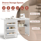Folding Sewing Craft Table Shelf Storage Cabinet Home Furniture