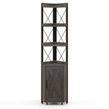 Tall Corner Storage Cabinet with 3-Tier Shelf and Enclosed Cabinet