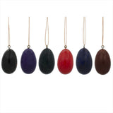 Set of 6 Golden Birds Egg Shape Wooden Christmas Ornaments 1.5 Inches