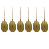 Set of 6 Flowers Wooden Egg Shape Christmas Ornaments 1.5 Inches
