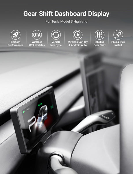 TESERY 7′′ Gear Shift Touch Screen Dashboard Display for Model 3 Highland / Model Y Juniper