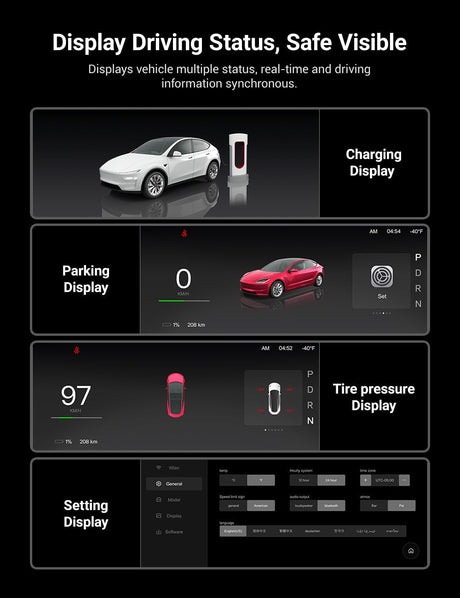 TESERY 8.9'' Dashboard Display with Ambient Lighting for Model 3 Highland / Model Y Juniper