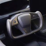 TESERY Touch Horn Carbon Fiber Yoke Plaid Steering Wheel Upgrade for Tesla Model S / X 2021-2023