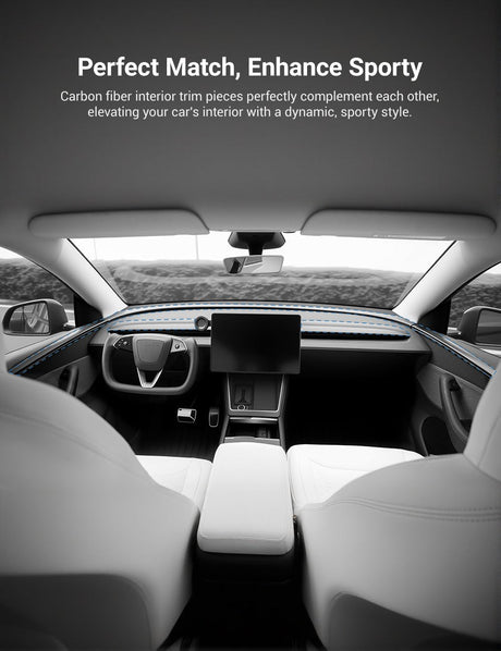 TESERY Dry Carbon Fiber Door Trim Cover for Tesla Model Y Juniper