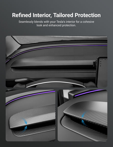 TESERY Real Dry Carbon Fiber Dashboard Cover Overlay for Model 3 Highland / Model Y Juniper