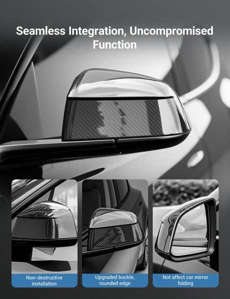 TESERY Side Mirror Cover for Model Y Juniper (OEM Style) - Dry Carbon Fiber Exterior Mods