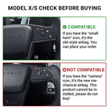 TESERY Touch Horn Plaid Round Steering Wheel Replacement for Tesla Model S / X 2021-2023
