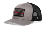 Thin Red Line Trucker Hat  |  Black Fire Tactical Snapback