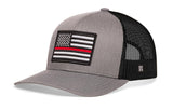 Thin Red Line Trucker Hat  |  Black Fire Snapback