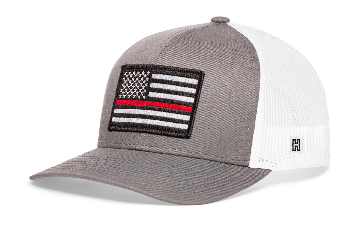 Thin Red Line Trucker Hat  |  Black Fire Snapback