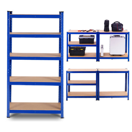 Estante de herramientas azul ajustable de 5 capas de 29,5 x 59 pulgadas con capacidad de 2000 lb