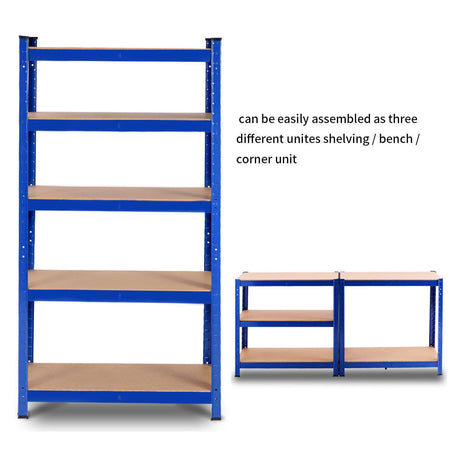 Estante de herramientas azul ajustable de 5 capas de 29,5 x 59 pulgadas con capacidad de 2000 lb