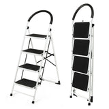 Escalera Plegable de 4 Peldaños con Plataforma Antideslizante y Capacidad de 150 kg