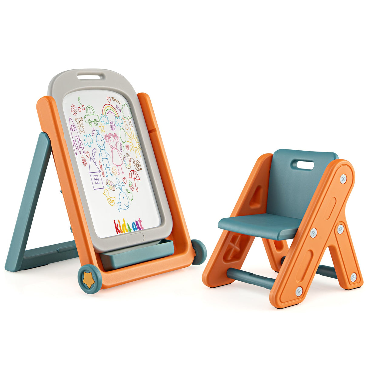 Set de caballete de arte ajustable en altura para niños con silla