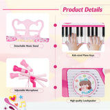 Teclado de piano de 49 teclas para niños de 3+ años - Rosa