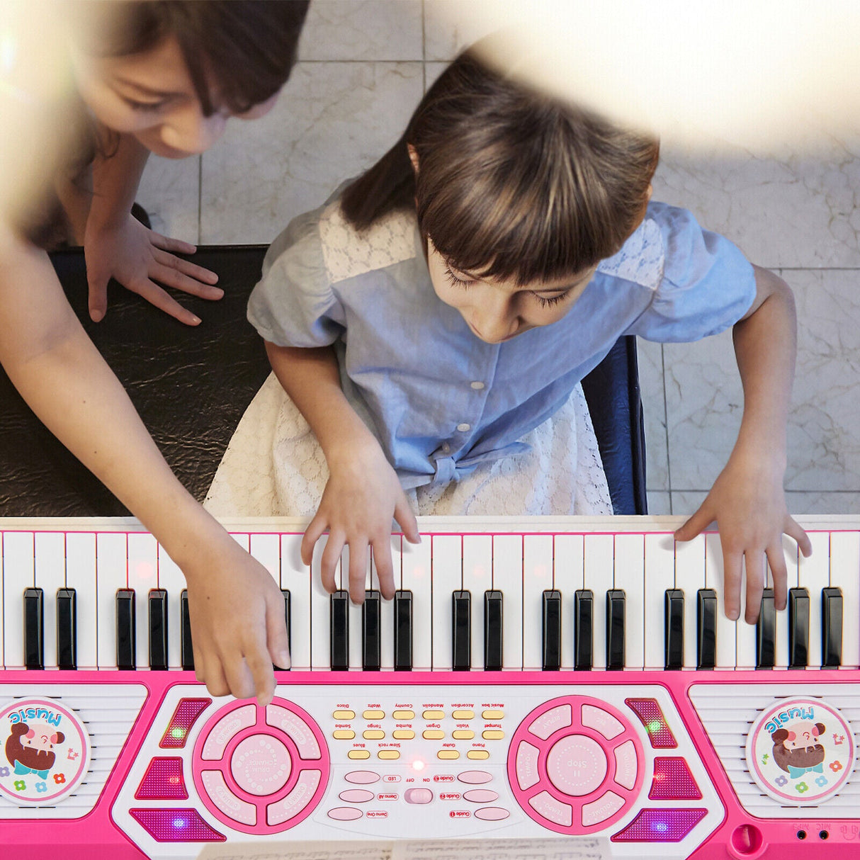 Teclado de piano de 49 teclas para niños de 3+ años - Rosa