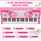 Teclado de piano de 49 teclas para niños de 3+ años - Rosa