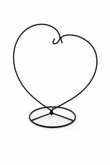 Heart-Shaped Hanging Photo Picture Frame and Black Metal Ornament Stand 9.75 Inches