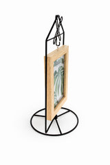 Black Windmill Roof House Hanging Photo Picture Frame and Metal Ornament Stand 10.15 Inches