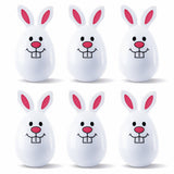 Set of 6 White Bunnies Plastic Easter Eggs