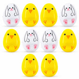 Set of 10 Bunny and Chick Easter Eggs Fillable Plastic Eggs Cute Egg Hunt Party Supplies 2.25 Inches