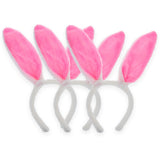 Set of 3 Costume Bunny Ear Headbands in Bright Pink, Each 11.7 Inches