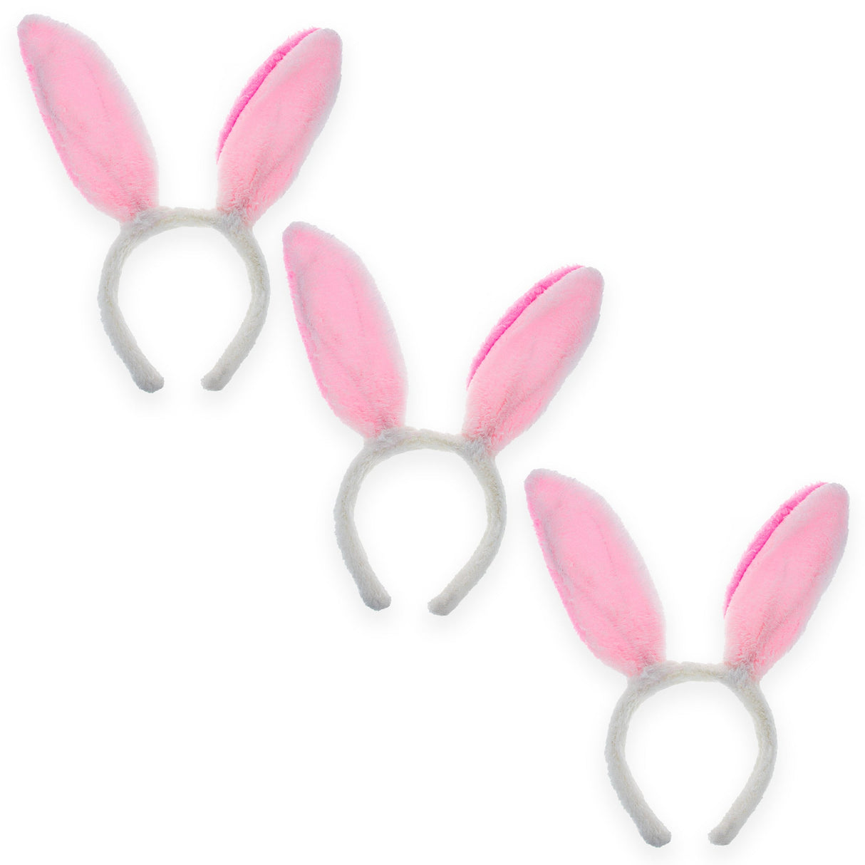 Set of 3 Costume Bunny Ear Headbands in Bright Pink, Each 11.7 Inches