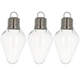 Set of 3 Clear Plastic Light Bulb Christmas Ornaments DIY Craft 4 Inches