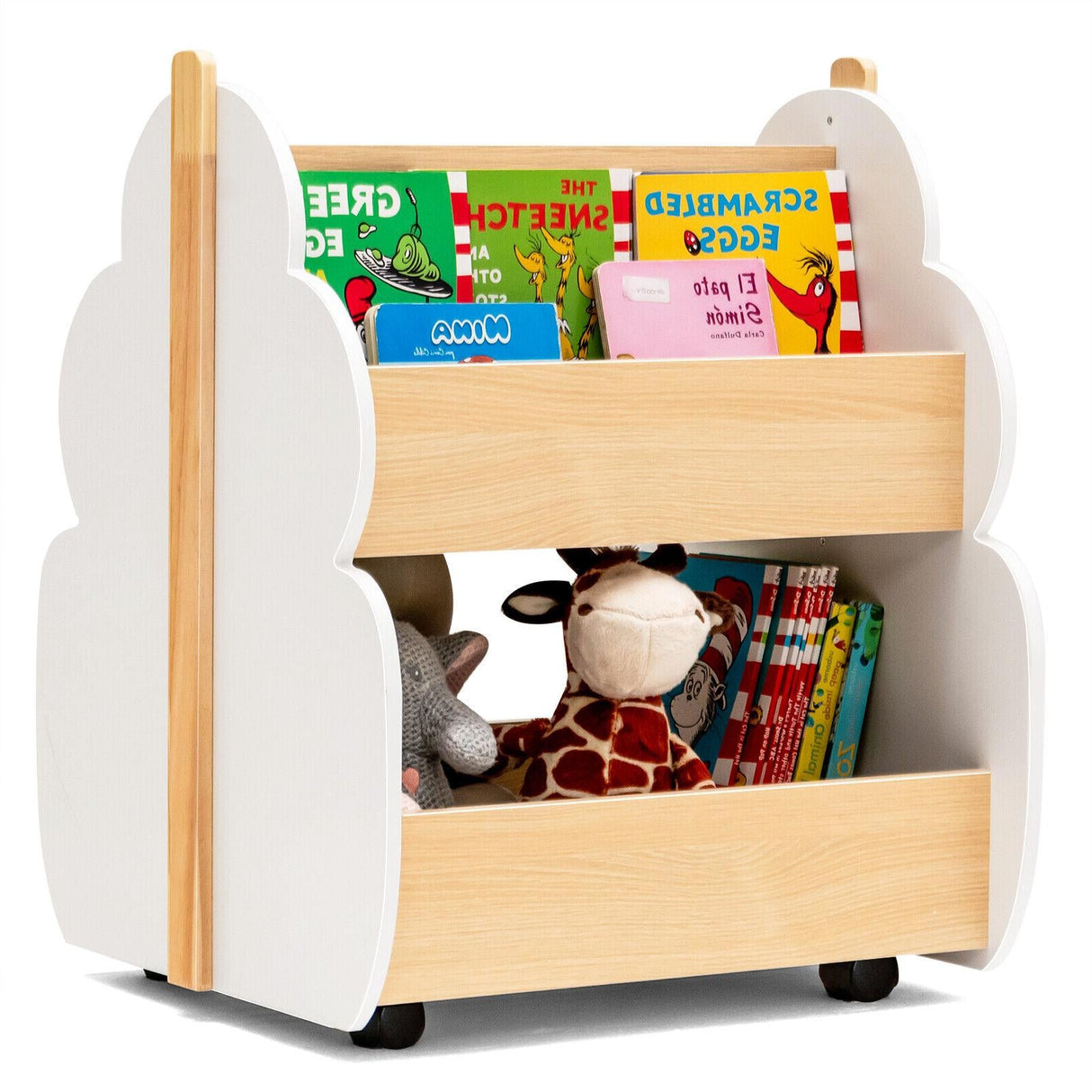 Estantería de madera para niños con ruedas universales