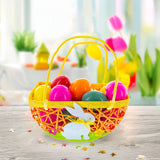 Set of 2 Easter Bunny Egg Hunt Baskets With Floral Accent 6 Inches Tall