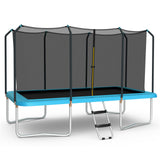 Cama elástica rectangular recreativa de 8 x 14 pies con red de seguridad y escalera