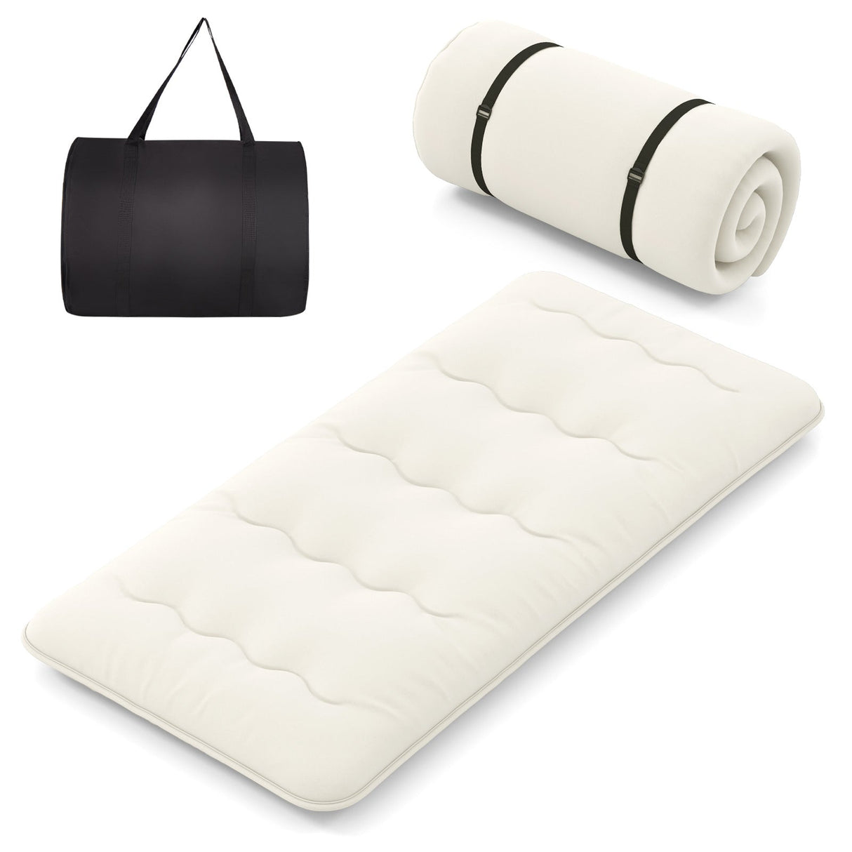 Colchón/Colchoneta para Futón de Piso con Funda Lavable Tamaño Queen/King/Twin/Full Beige