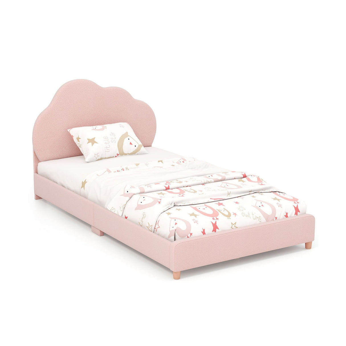 Estructura de Cama Individual con Cabecero Ajustable en Altura y Resistentes Láminas de Madera