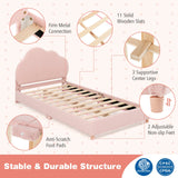 Estructura de Cama Individual con Cabecero Ajustable en Altura y Resistentes Láminas de Madera