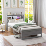 Base de cama individual con cabecero de almacenamiento y estación de carga