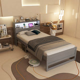 Base de cama individual con cabecero de almacenamiento y estación de carga
