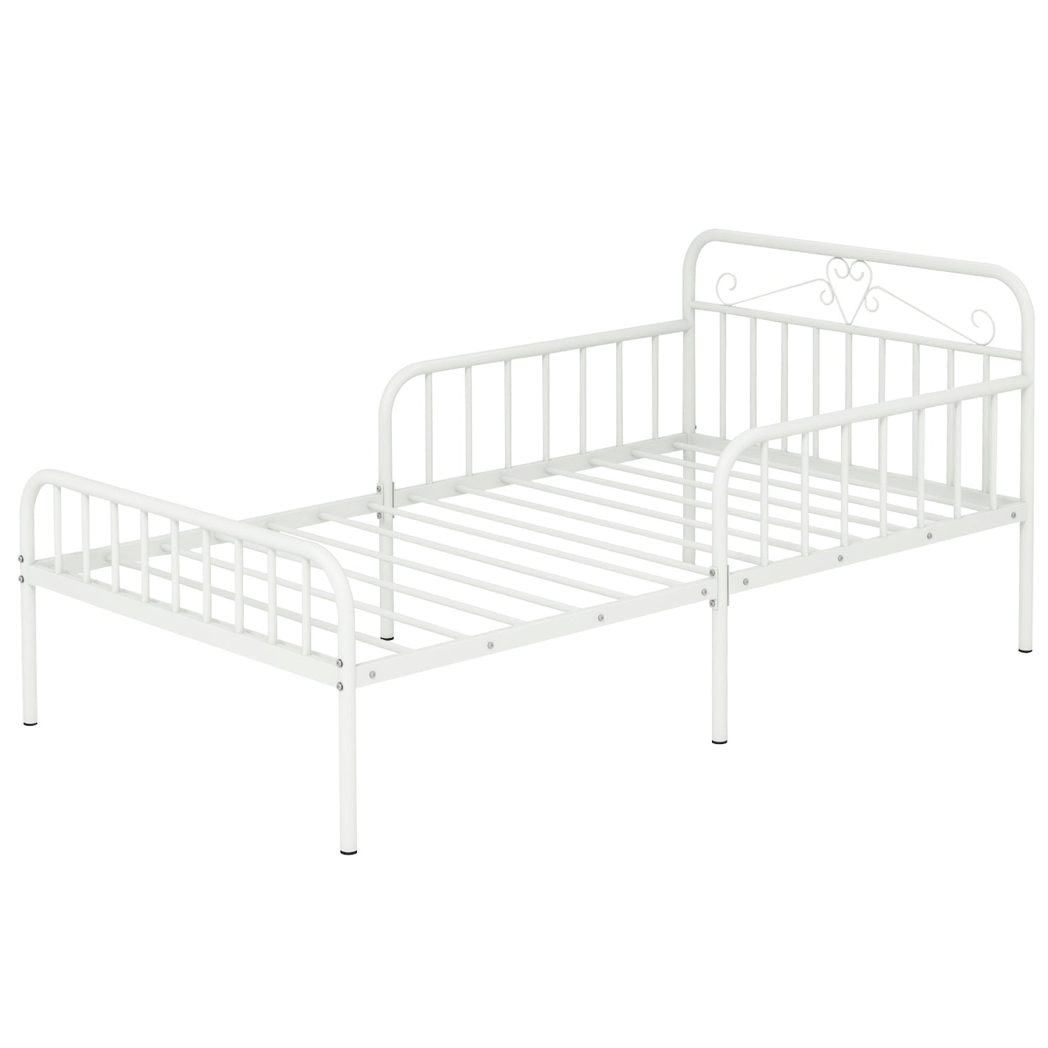 Twin Size Bed Frame with Headboard and Safety Side Guardrails