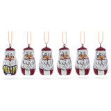 Set of 6 Santa Wooden Christmas Ornaments 1.5 Inches