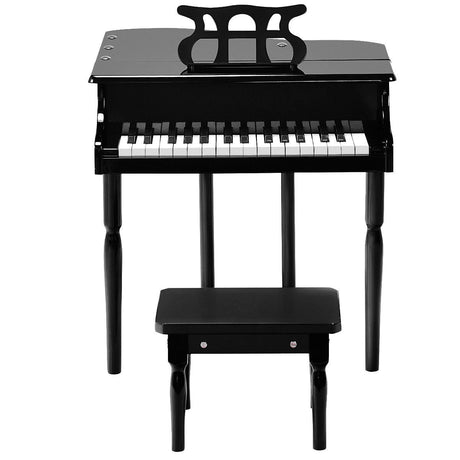 Teclado de piano de juguete de 30 teclas para niños con banqueta, tapa de piano y atril