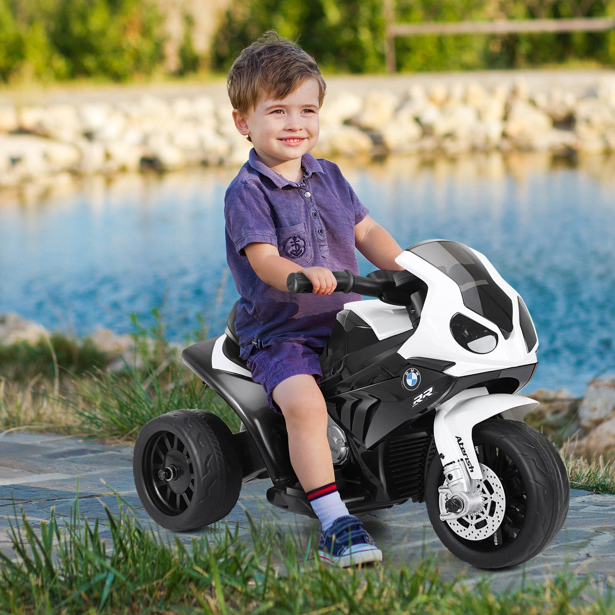 Motocicleta eléctrica BMW de 3 ruedas y 6 V con licencia para niños